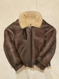 B-3 羊革リアルムートン ボア襟 フライトジャケット ボマージャケット L