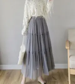 チュールレースボリュームティアードスカート