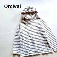 美品　Orcival オーシバル　パーカーボーダーカットソー　サイズ1　モカ