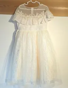 【140cm】アイボリー レースドレス 発表会