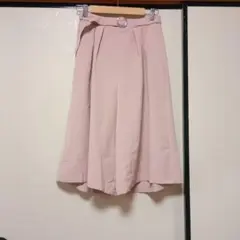 earth ピンク ベルト付き ワイドパンツ タック入り