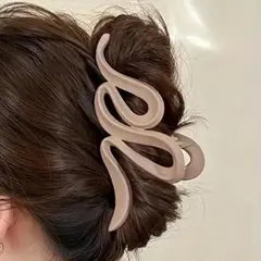 波型 ヘアクリップ 髪 留め ２個セット ブラウン・ベージュ セット