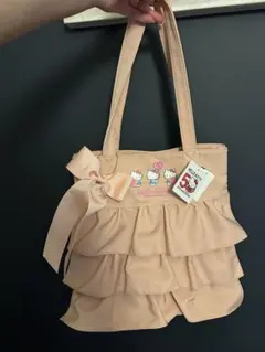 新品◆ハローキティ◆50周年◆リボン付きトートバッグ◆フリル◆ピンク