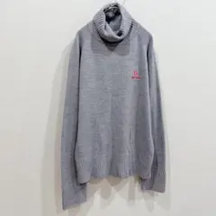 タートルネックセーター 【L】ロゴ刺繍 ワンポイント グレー