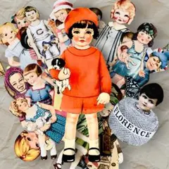 コラージュ素材　可愛いペーパードール達②オリジナル素材　ジャンクジャーナル素材