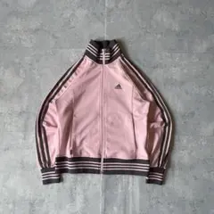 【美品】00s adidas トラックジャケット ピンクグレー 刺繍ロゴ y2k