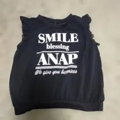 ANAP フリル付き黒Tシャツ 130cm