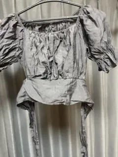 ブラック ペプラムトップス 半袖