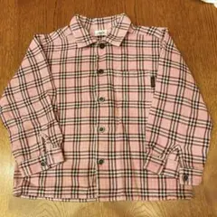 美品　bebe ピンク系チェック柄シャツ男の子