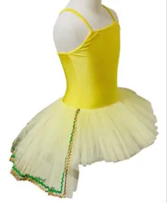 【美品】バレエ レオタード衣装 スカートが可愛い♡イエロー 4号 130～140