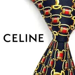 ◆美品◆CELINE セリーヌ ネクタイ 紺色 チェーン柄 クラシック