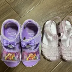 【プリンセス好きに】 15センチ　サンダル2足セットラプンツェル＆アプレ