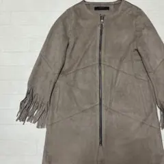ZARA basic ベロアフリンジノーカラーコート フルジップ きれいめのサムネイル
