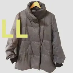 CROCODILE ダウンジャケット スウェード人工皮革 ブラウンベージュ LL