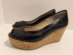 JIMMY CHOO ジミーチュウ サンダル 37.5 ブラック PVC系 厚底