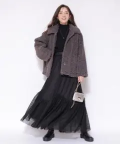 【美品】アプワイザーリッシェ　ステンカラーボアコート　2024AW