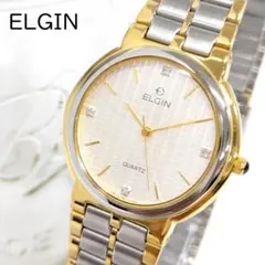 稼働/新品電池 ELGIN クォーツ メンズ 腕時計 ラウンド 4Pダイヤのサムネイル