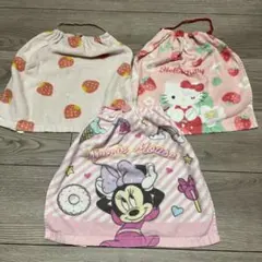 おりこうタオル3枚セット　いちご　ハローキティ ミニーマウス　エプロン