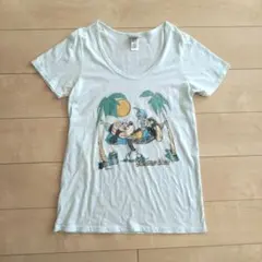 JUNK FOOD　ミッキーTシャツ　薄手　ミントグリーン　古着