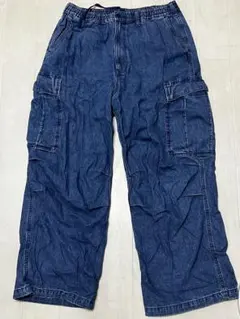 GU デニムスーパーワイドカーゴパンツ　L