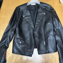 PLST ブラック ライダースジャケット