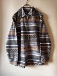 No.3547 US古着 DAMART 幾何学模様 フリースジャケットM相当