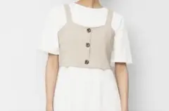 リブ編みベージュビスチェ(GU)