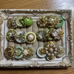 ハンドメイドボタンカボションヘアクリップ用セット ②