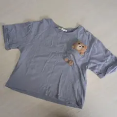 くまぬいぐるみ付♡ Tシャツ ライトブルー 130