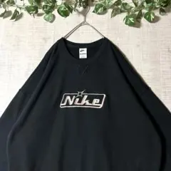 NIKE ナイキ スウェット トレーナー センターロゴ ピンク刺繍 黒 L