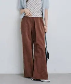 【Kastane】デニムタックワイドパンツ ブラウン サイズ0