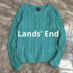 1点物 Lands' End 【M】ターコイズ ケーブルニットセーター コットン