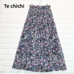 テチチ ロングプリーツスカート シフォン 花柄 総柄 シアー 春夏 P2269