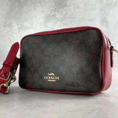 美品 コーチ Wファスナー シグネチャー カメラバッグ ショルダーバッグ ロゴ