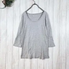 ☆CLOSSHI (M) クルーネック ロングTシャツ グレー 七分袖