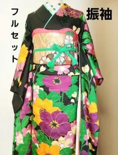 個性派振袖フルコーデセット　セミアンティーク振袖フルセット高級振袖刺繍大正ロマンのサムネイル