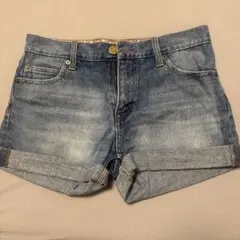 デニムショートパンツ ロールアップ