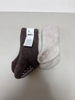 peekaboo ベビー靴下 1サイズ ブラウン・ホワイト