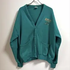 90s jerzees スウェットカーディガン エメラルドグリーン アメリカ製L