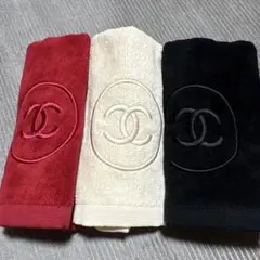 シャネルロゴ刺繍タオルセット（赤・白・黒）のサムネイル