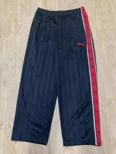 PUMA ストライプジャージパンツ ブラック/レッド　Lサイズ