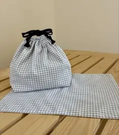 お弁当袋・ランチョンマット　綿ポリ　ライトグレーギンガムチェック