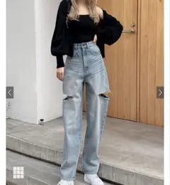 GRL スリットデニムワイドパンツ Sサイズ