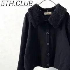 5TH.CLUB ニットカーディガン 毛100% 襟付き ファー付き ショート丈のサムネイル