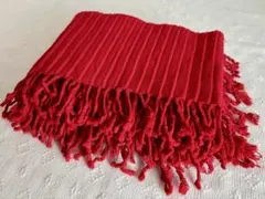 美品 COMME CA ISM コムサイズム フリンジ マフラー 赤 レッド