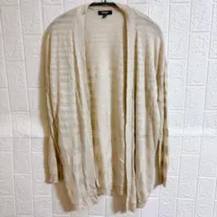 大人可愛い♡ 透け感 シアーニット ロングカーディガン ベージュ M相当サイズ