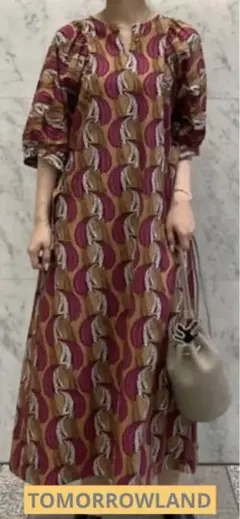 【未使用品】MACPHEE アフリカンプリントキーネックワンピース