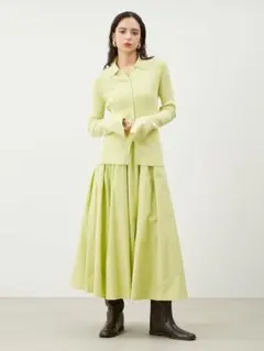 Mila Owen ポロ衿ニットタックギャザースカートコーデSET