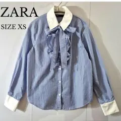 ZARA ボウタイ フリル ストライプブラウス SIZE XS