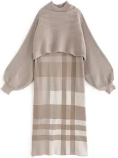 GRL グレイル　クロップド丈トップスXチェック柄ワンピースニットセットアップ